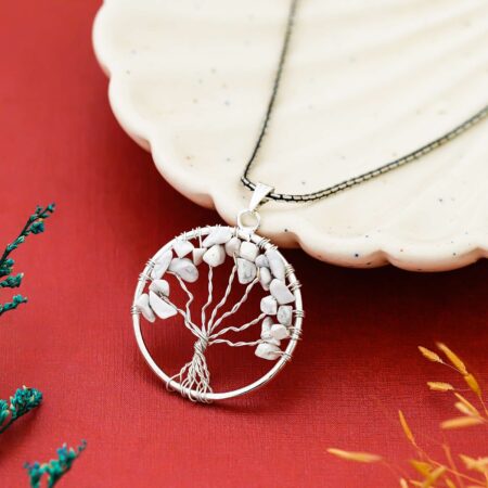 Salenite Pendant Tree of Life Crystal Stone Pendant Locket with Metal Chain for  Healing Crystal Healing Gemstone Size 35-40 mm clear quarts Salenite | SL-T