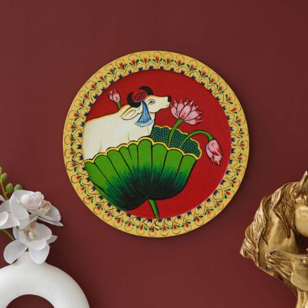 Pichwai Painting | Cow with Lotus | Circular Pichwai Painting | PW27