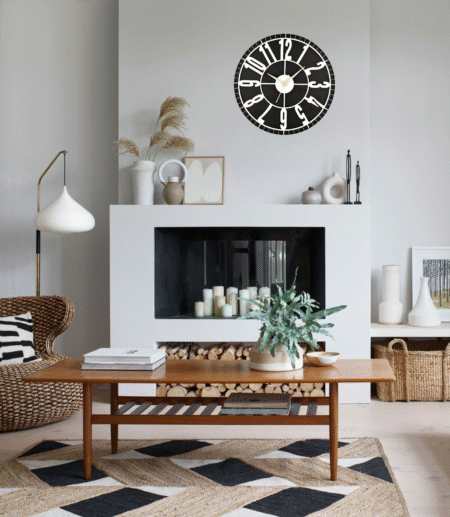 Wooden Silent Non-Ticking Wall Clock for Home Stylish Latest Designer Wall Clock for Home Living Room Bedroom Office Hall | Rustic home décor clock | 15x15-CH-RW1