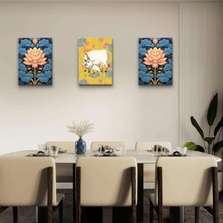 Cow with Calf Pichwai Handmade Wall Painting | Rectanle Size | PWP-3