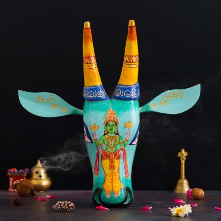 Handpainted Cow Head VISHNU JI | Bull Head | Wall Decor | Vintage Decor | Nandi | Home Decor | NR-CW1