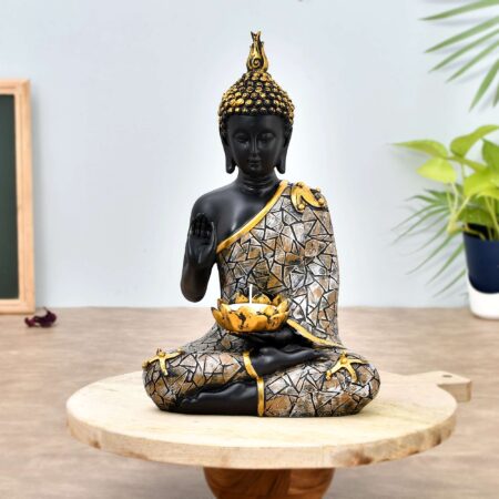 Beautiful Sitting Buddha Idol Statue | Golden | R-B7
