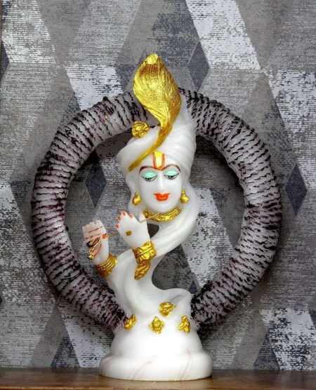 Antique Look Marble Dust Lord Krishna Playing Basuri | Krishna ji Idol | R-RK1